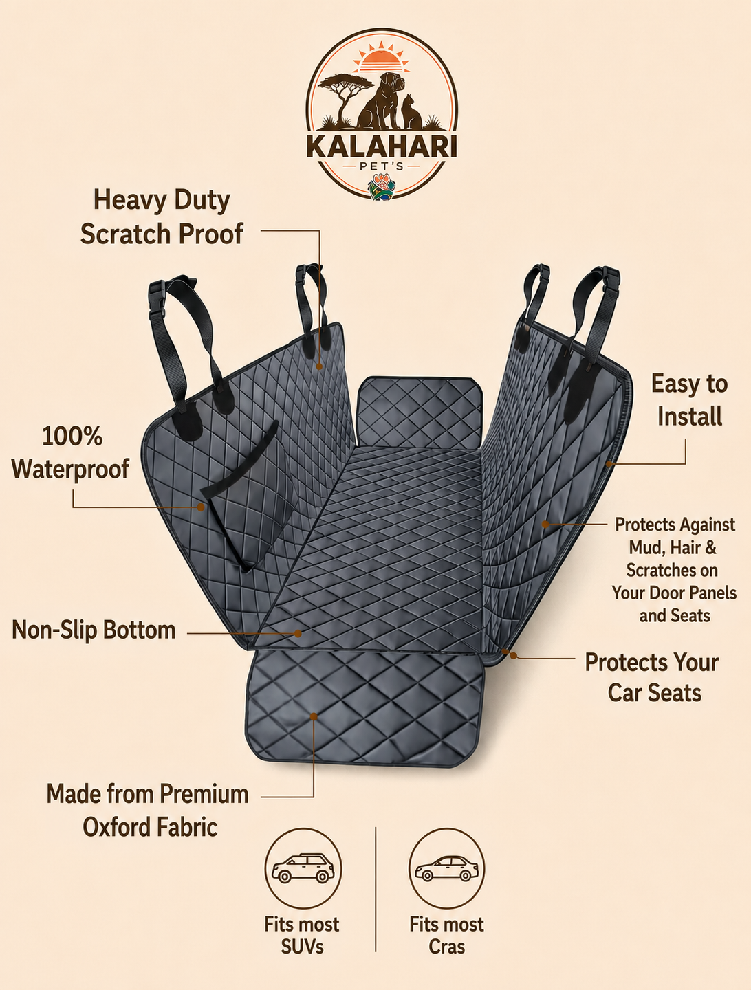 Kalahari Pets™ Pet Car Seat Protector